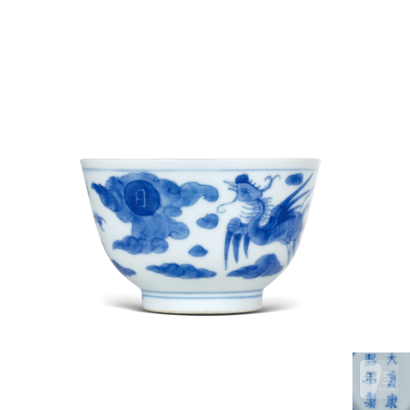 清晚期青花丹凤朝阳纹杯